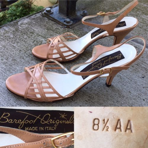 Vintage Barefoot Originals High Heel Sandals Open Toe Shoes Italy 8 1/2 AA