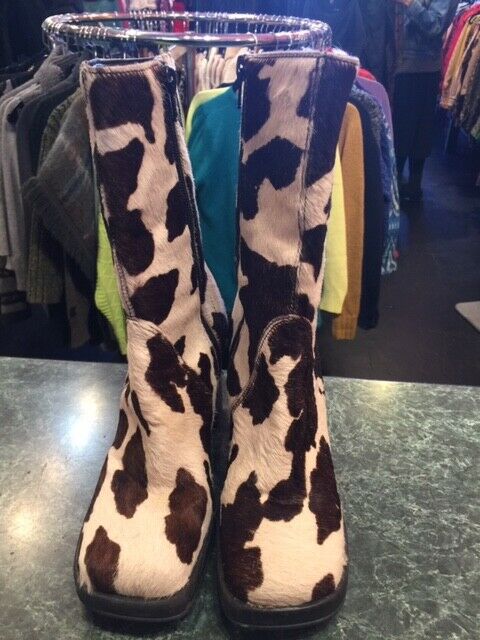 Vintage Platform Cow Print Boots 90's