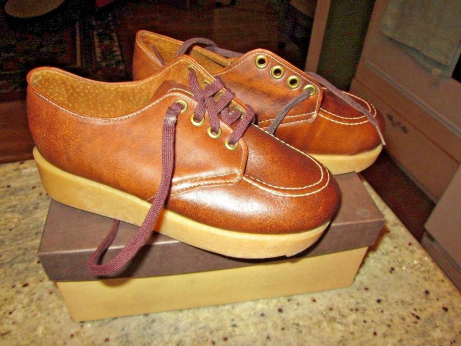 NOS vintage leather mens boys girls Oxford shoes   11  = 7 1/2