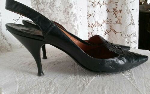 VTG 1960's Women's 7N FERRINA EXCLUSIVE Black ITALY Heel Pump Europe Fine Shoe