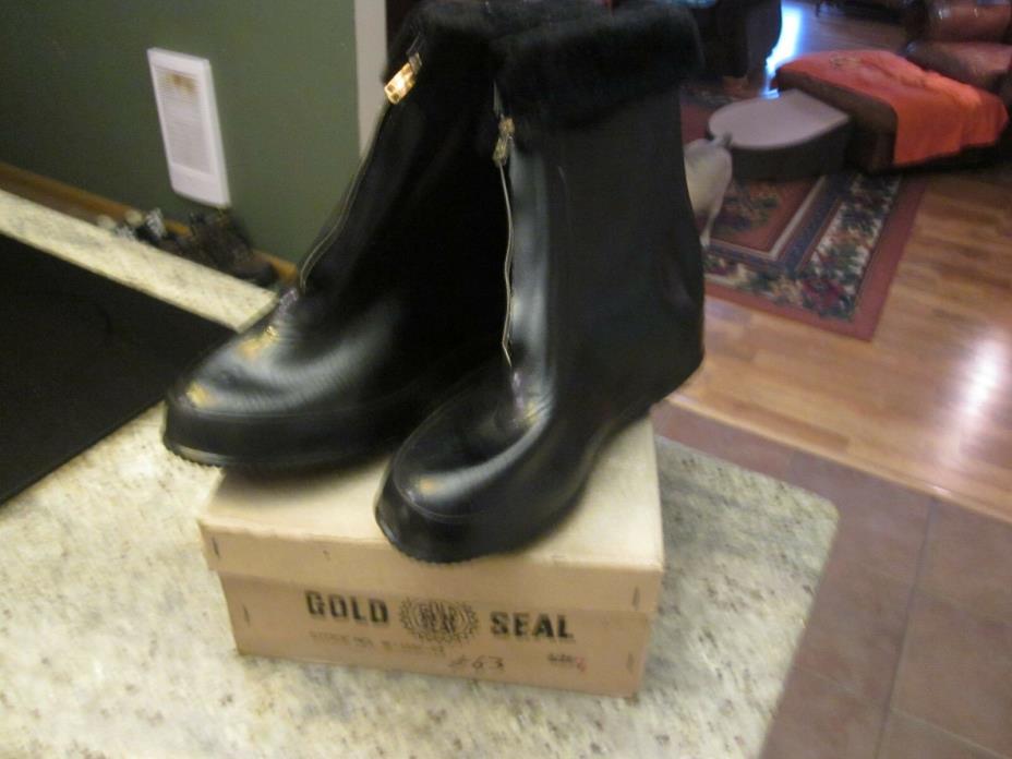 Nos vintage Gold Seal rubber boots shoes womens girls 7  = 10 1/4