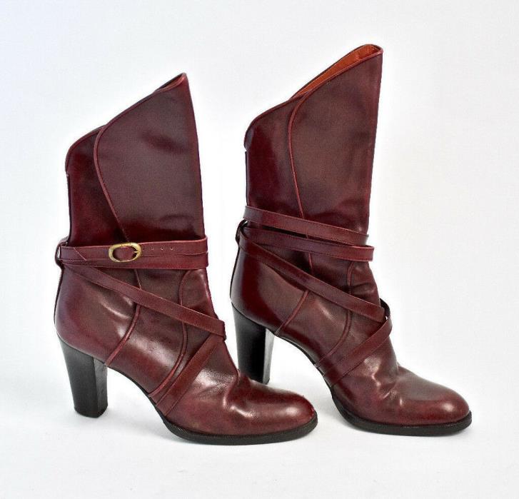 Vintage YSL Boots - Yves Saint Laurent Paris Late1970s Strappy Boots - Sz 6.5