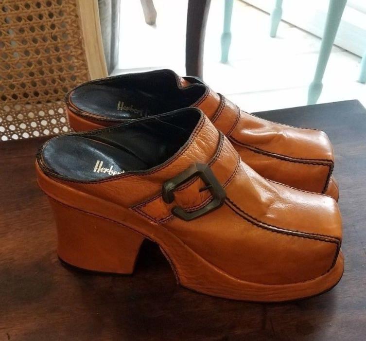 Vintage 70's Platform Clogs / Slip on Shoes Women's size 9