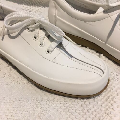 vintage leather LAZY BONES lace up oxfords saddle shoes white Size 8.5 Narrow