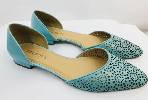 Talbots Women's Shoes Flat Aqua Blue Cut Out Design Size 9.5 M