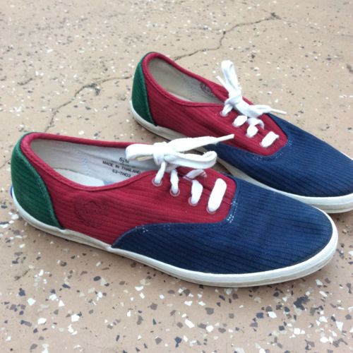 KEDS Tri-Color 90s Canvas Navy Green Burgundy Maroon Shoes Lace Vintage Size 6.5