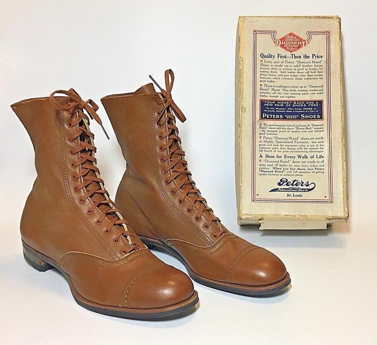 Antique Early Century Peter’s International Shoe Co Boots With Box NEVER WORN!