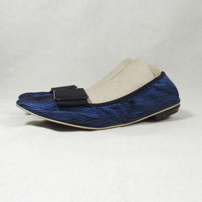 VINTAGE 60s MERCURY Foldable Ballet Flats Shoes Blue & Black MOD 6 - 6.5