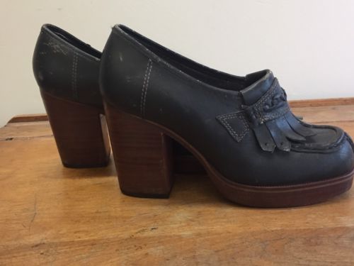 Vintage 60s Chandlers 6B Black Oxfords Kiltie Platform heels Shoes
