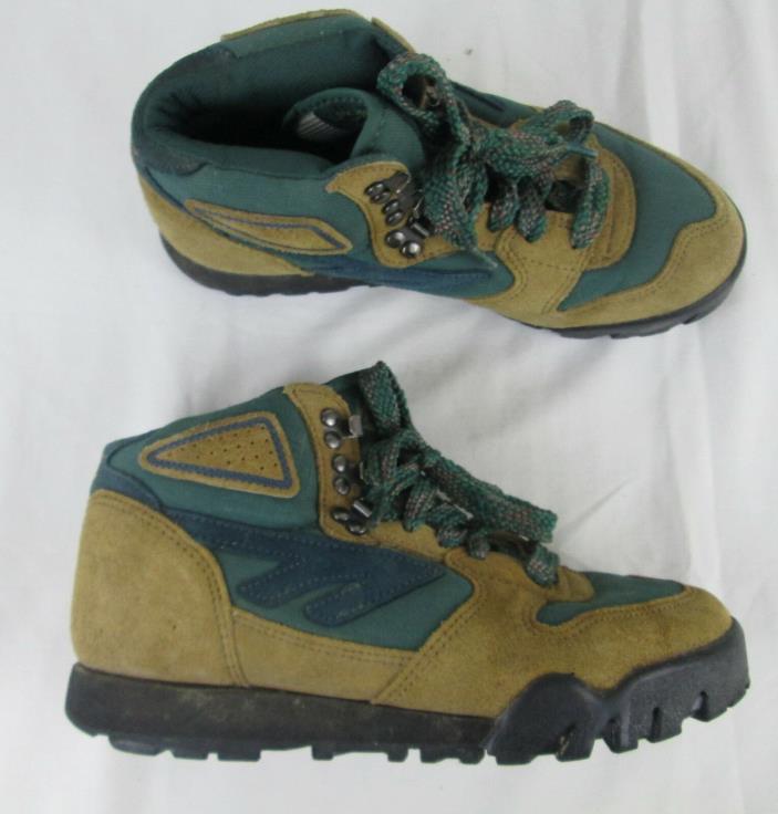 Vintage Hiking Boots Retro Womens Hi-Tec Lady Lite II Brown Green Leather 7.5
