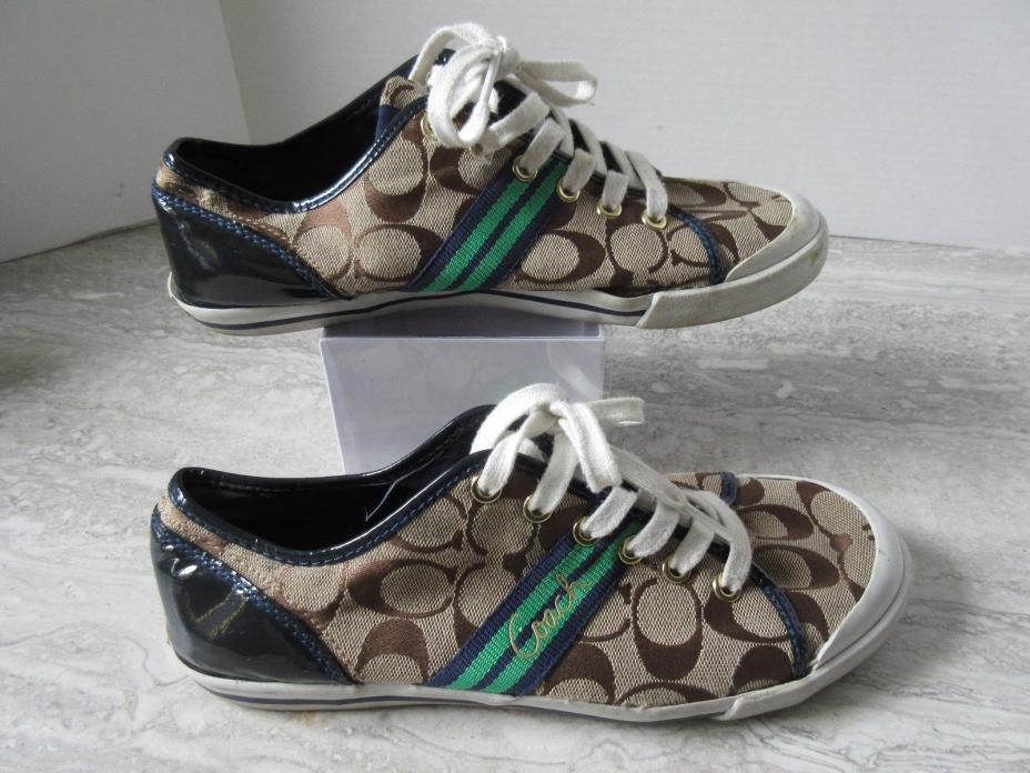 Paint of Coach Tan with Green Stripe Sneakers Size 9B