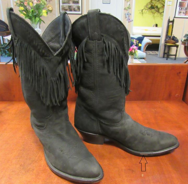 Vintage Laredo Western Cowboy Boots  8.5M Black Fringe Made in USA 1990's