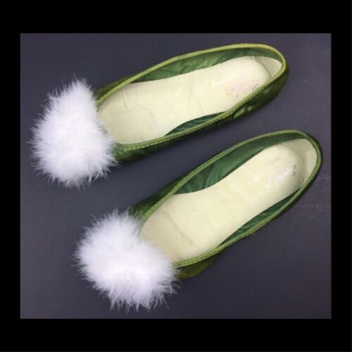Vintage House Slippers Shoes Mid Century Fur