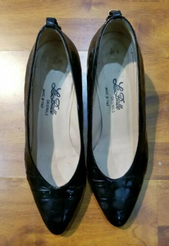 Vintage La Belle Originals Black Pointed Toe Pumps Heels Sz 8