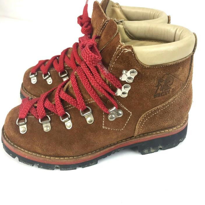 Vtg ROCKY Hiking Boots Trail Mountaineering Suede Leather Womens 8 Brown USA