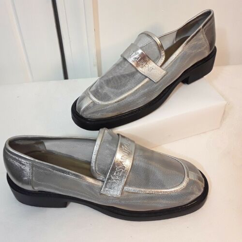 Vintage YSL Yves Saint Laurent Silver Mesh Loafers Women Shoes Flats Sz 5