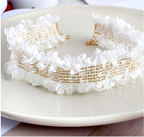 Choker Bridal Wedding Lace Necklace White Party Gold Victorian Gothic Chokers
