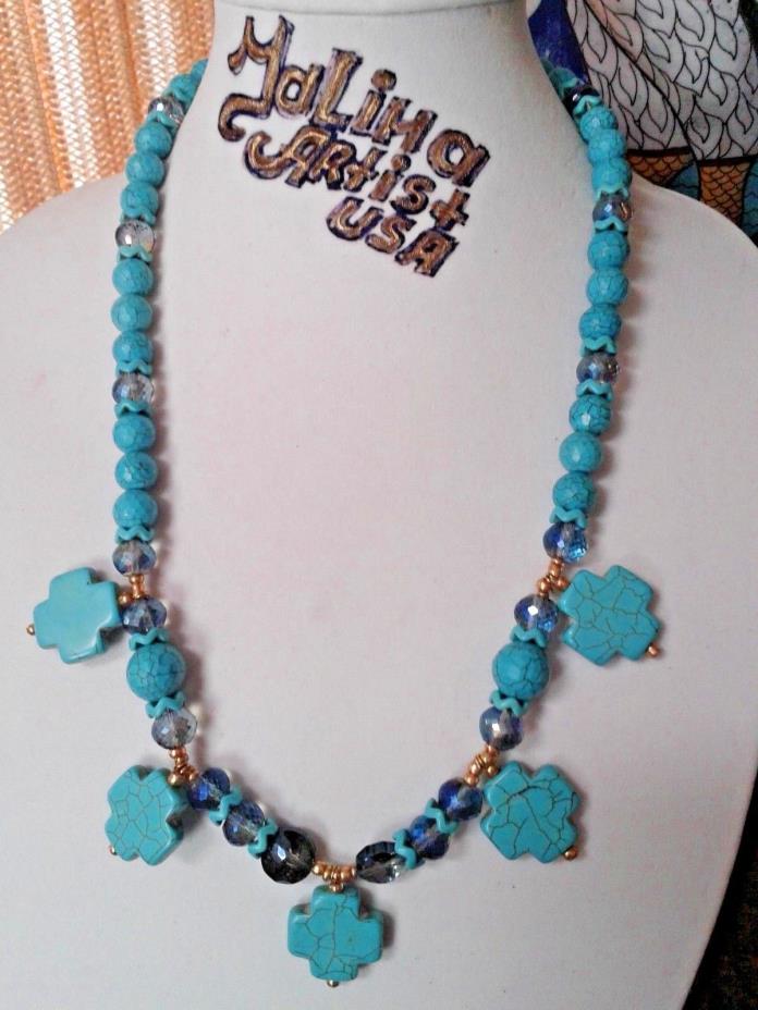 NECKLACE JASPER AND CRYSTALS HAND MADE AND DESIGNED BY GALINA