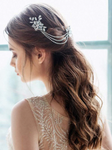 Artio Wedding Hair Comb Hair Accessories with Rhinestone for Women Silver