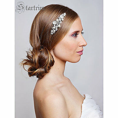 Bridal Swarovski Crystal Pearl Hair comb. Vintage style jewel Rhinestone Wedding