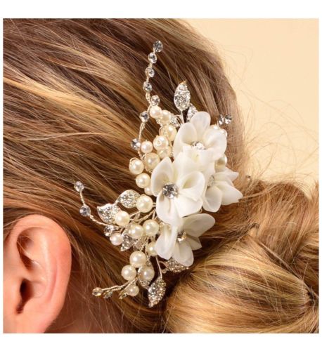 New Remedios Bridal Flower Side Hair Comb Wedding Accessory Rhinestone Headpiece