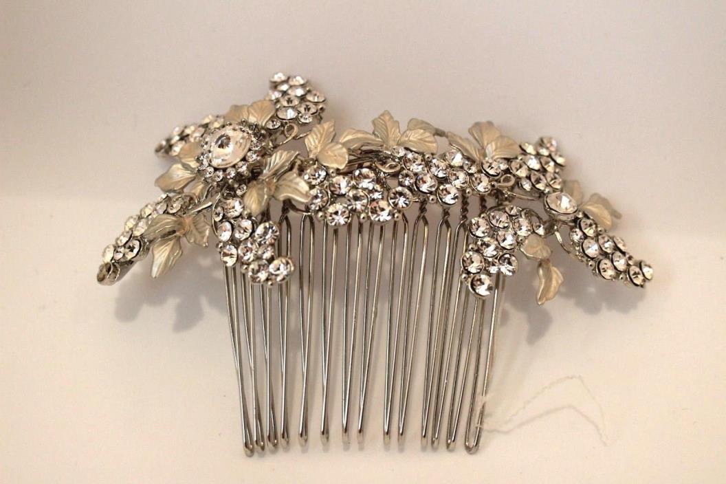 Wedding Belles Accessories Czech Crystal Leaf Hair Comb Bridal Hairpiece $99 NW