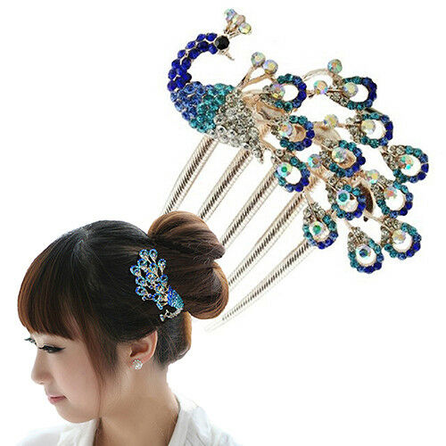 french twist comb bridal party bridesmaid wedding rhinestone peacock lot 6 gifts