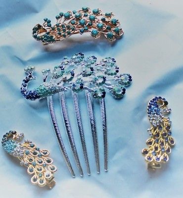 bridal  Rhinestone Peacock Hair Comb  Alloy Hair Combs,  Rhinestones, Peacock,