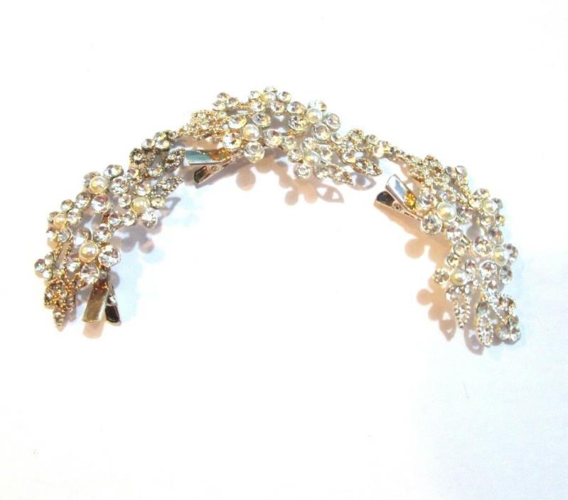 Bridal Hair Jewelry Rhinestone Clip Barrette Prom Formal Bling Floral T50