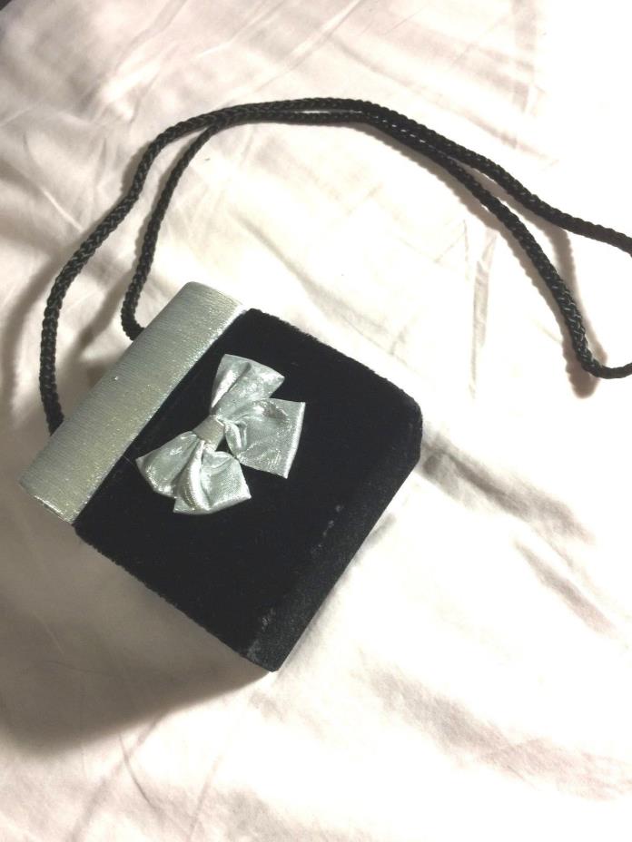 Evening Mini Bag / Metallic Silver & Black Velvet