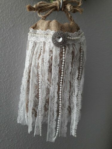 Rustic burlap and lace dollar dance bridal money bag, boho, hippie