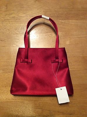 New RED Satin Double Handle EVENING BAG with Bows Small Formal Prom Wedding Play