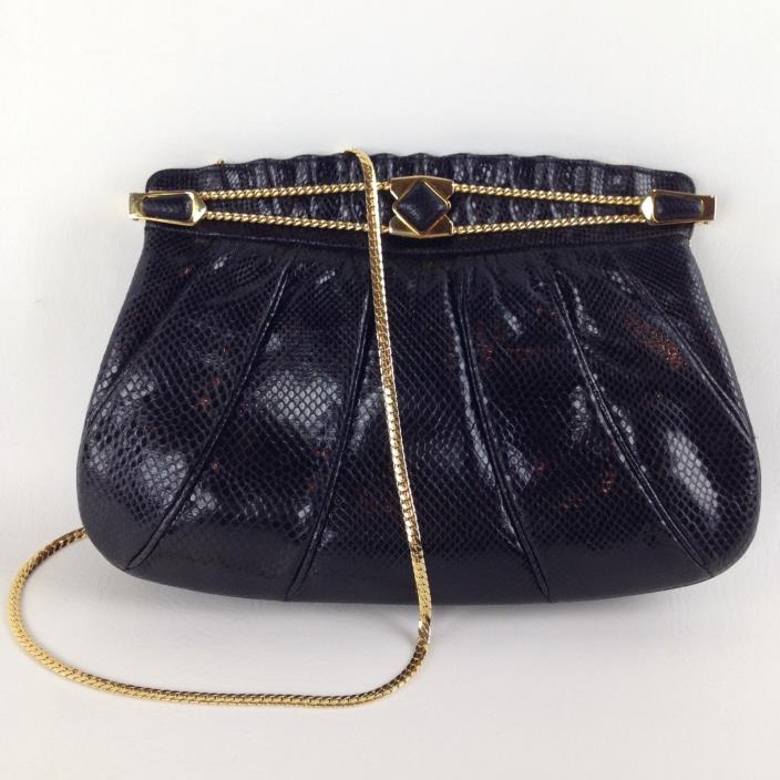 Finesse La Model  Black Snakeskin Convertible Evening Bag Clutch Shoulder Bag