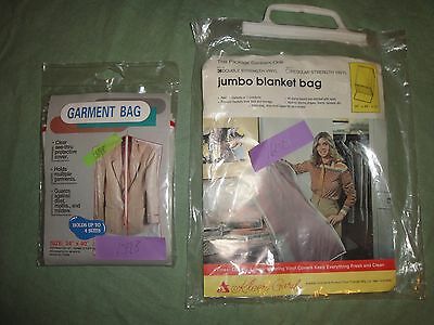 (1598) White w/ Red trim Garment Storage Travel Bag Plastic and blanket bag too