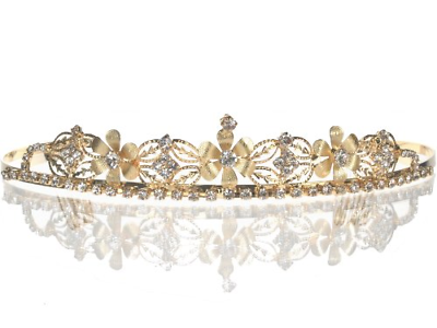 Bridal Wedding Tiara Crown With Gold Flowers 4652G5