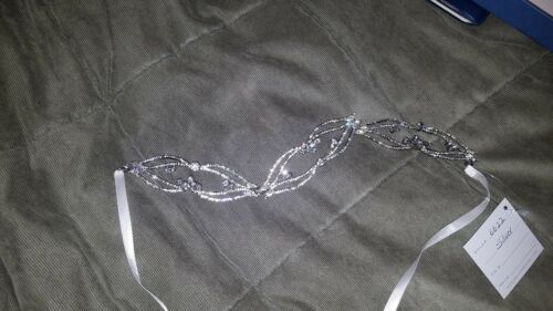 Rhinestone & Satin Headband Bel Aire Bridal Silver