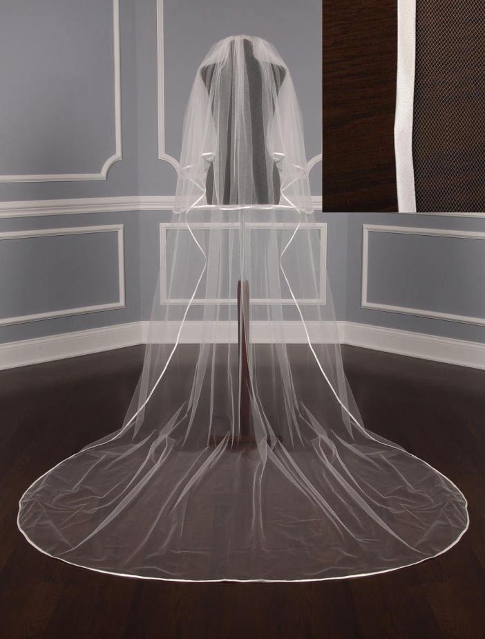 YDD Exclusive S5570VL Bridal Veil Satin Edge Chapel Length Ivory  RETURN POLICY