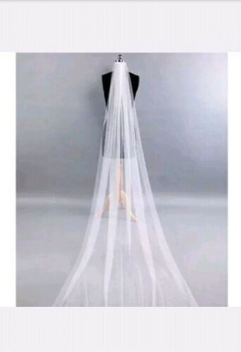 Ivory Cathedral Length Bridal Wedding Veil 1 Tier 2 M Comb Attached Handmade