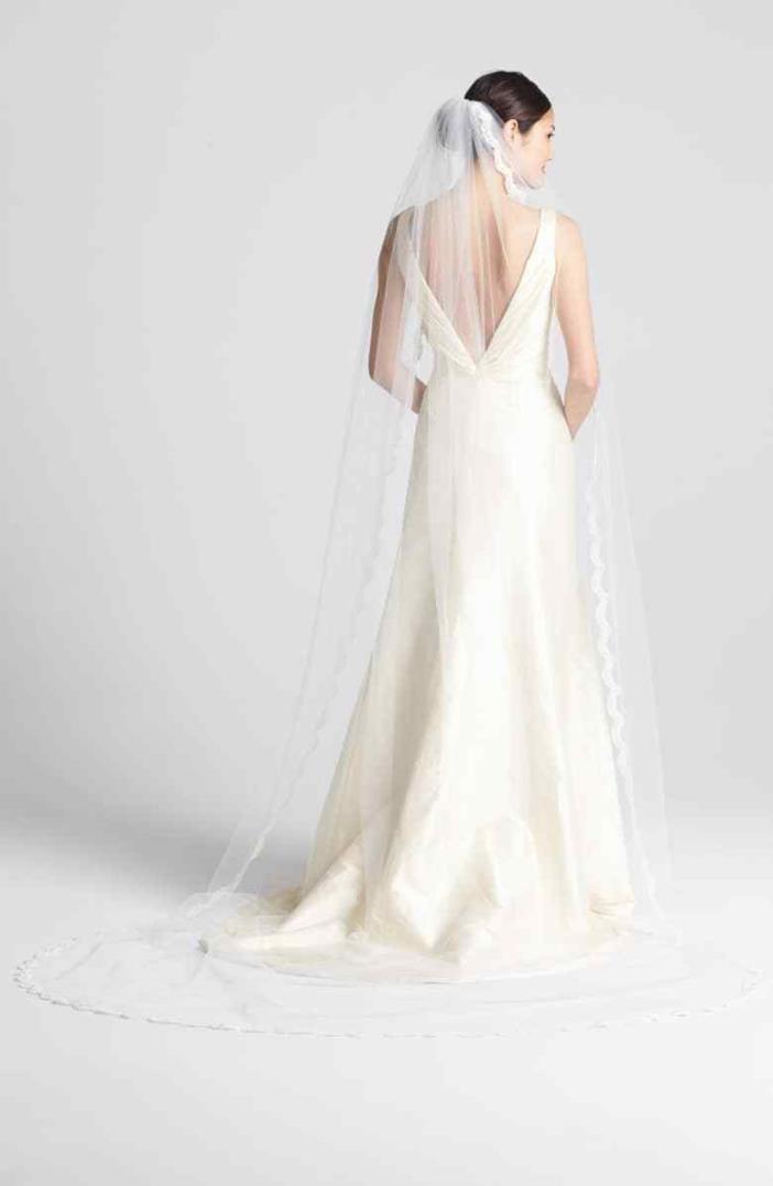 Wedding Belles New York ISABELLE Ivory Lace Trim Cathedral Bridal Veil NEW $725