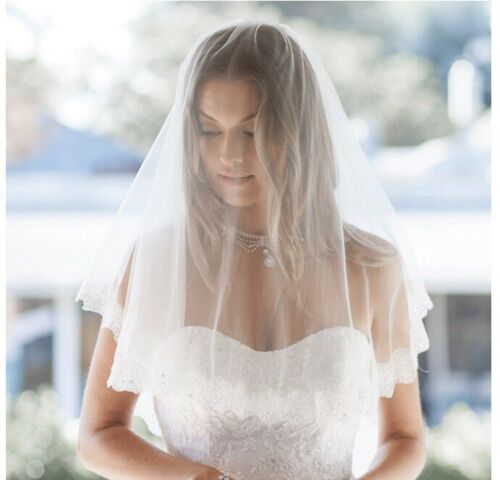 Bridal Wedding Veil 2 Tier Comb With Scallope
