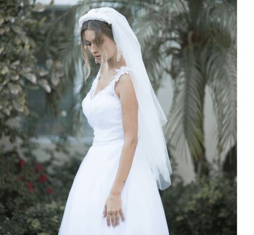 White Bridal Wedding Veil 2-Tier