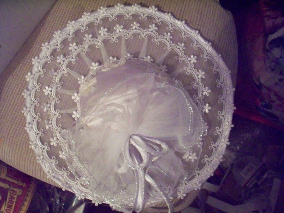 HAT, WEDDING, COSTUME, WHITE LACE AND TULLE, MEDIUM, 14