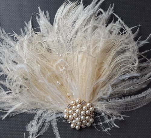 Wedding Fascinator, Bridal Hair Clip, ivory  Headpiece, White/Ivory, bride