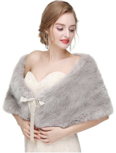Antique Faux Fur Wedding Shawl perfect For wedding/party/show Gray Cover up