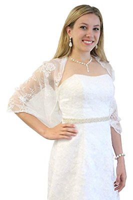 Lace Bridal Bolero Wedding Shawl WHITE Plus Size Womens Accessory