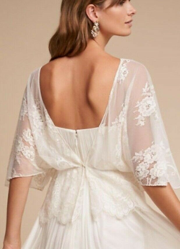 New BHLDN Elle & Jae CYNTHIA Ivory Lace Wedding Dress Topper Sz Sm MSRP $220