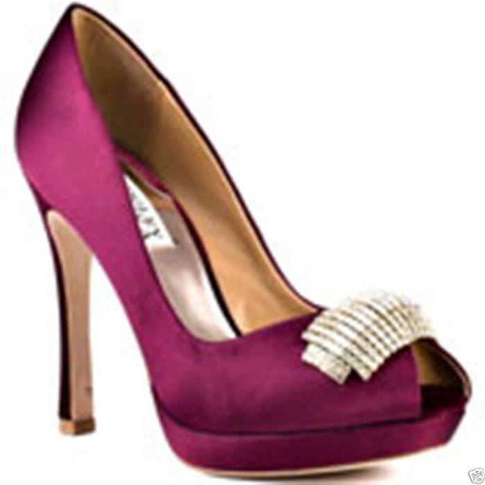 NIB Badgley Mischka JULIA  bridal wedding pump heels open toe WINE shoes 7,5