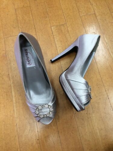 Dyeables Silver Satin Heels Size 8.5