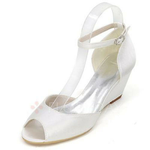 Peep Toe Heels Satin Wedge Heel Shoes, NEW Box Size 10.5