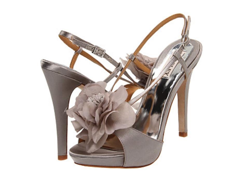 NIB Badgley Mischka Zabrina Flower heels sandals open shoes ASH  GRAY 10